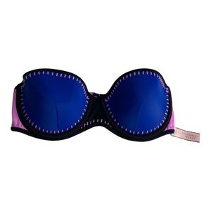 Victoria's Secret Purple & Blue Stitched Flirt Bandeau Swim Top 34B